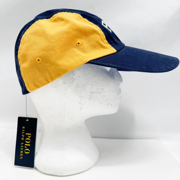 Polo Ralph Lauren Long Bill Blue Yellow Wing Twill Ball Cap Hat - Picture 7 of 16